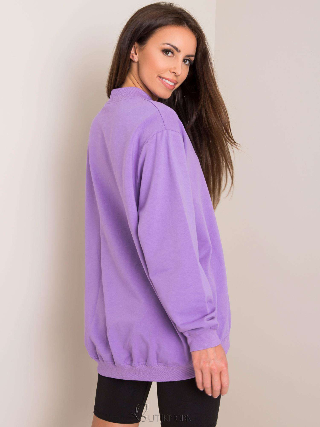 Purple Cotton Basic Sweatshirt