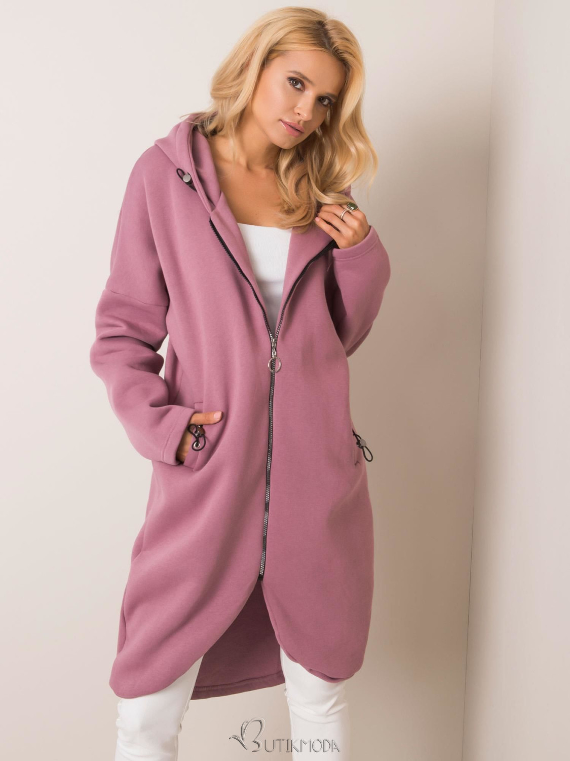 RUE PARIS Long Pink Hoodie