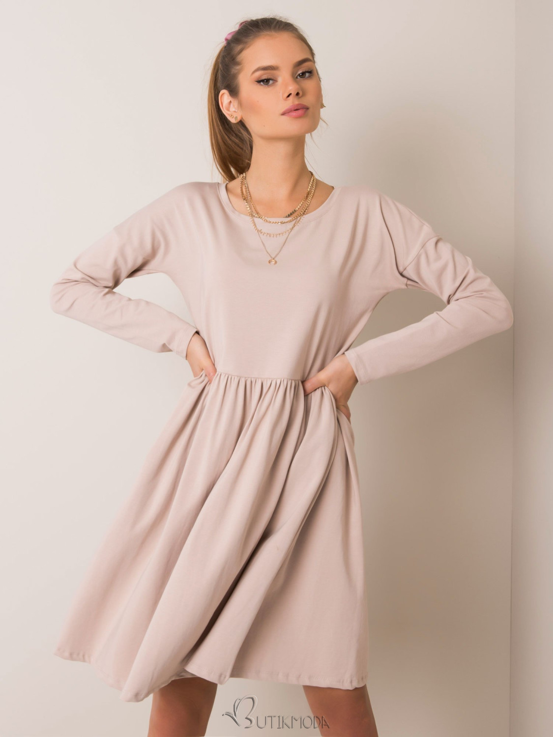 Beige Melange Dress RUE PARIS