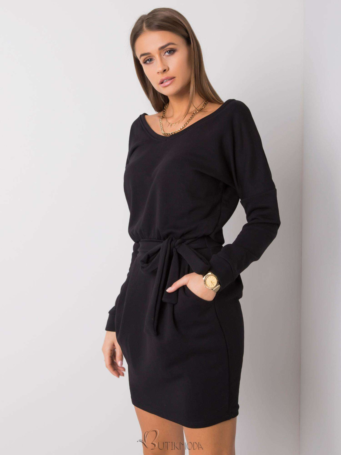 Simple Black Dress with Long Sleeves