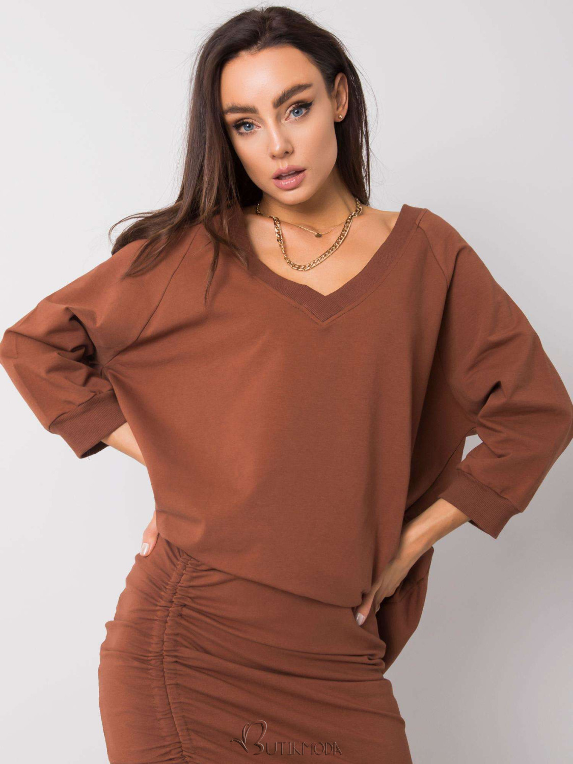 RUE PARIS Brown Oversize Sweatshirt