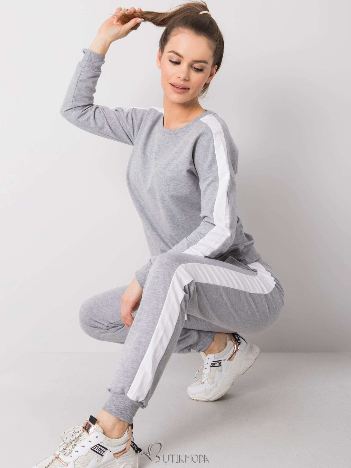 RUE PARIS Women's Gray Melange Tracksuit