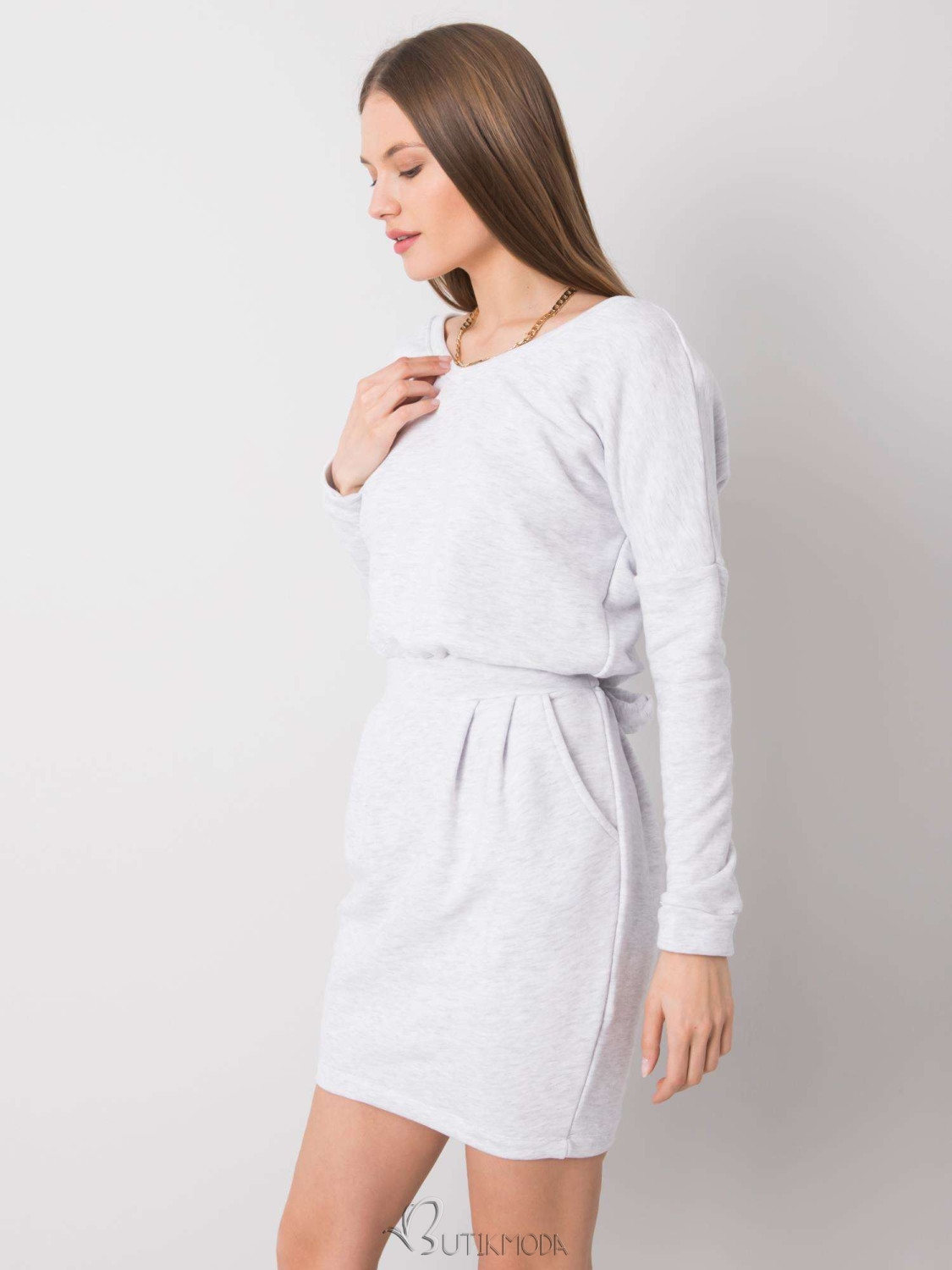 Stylish Gray Dress with Long Sleeves