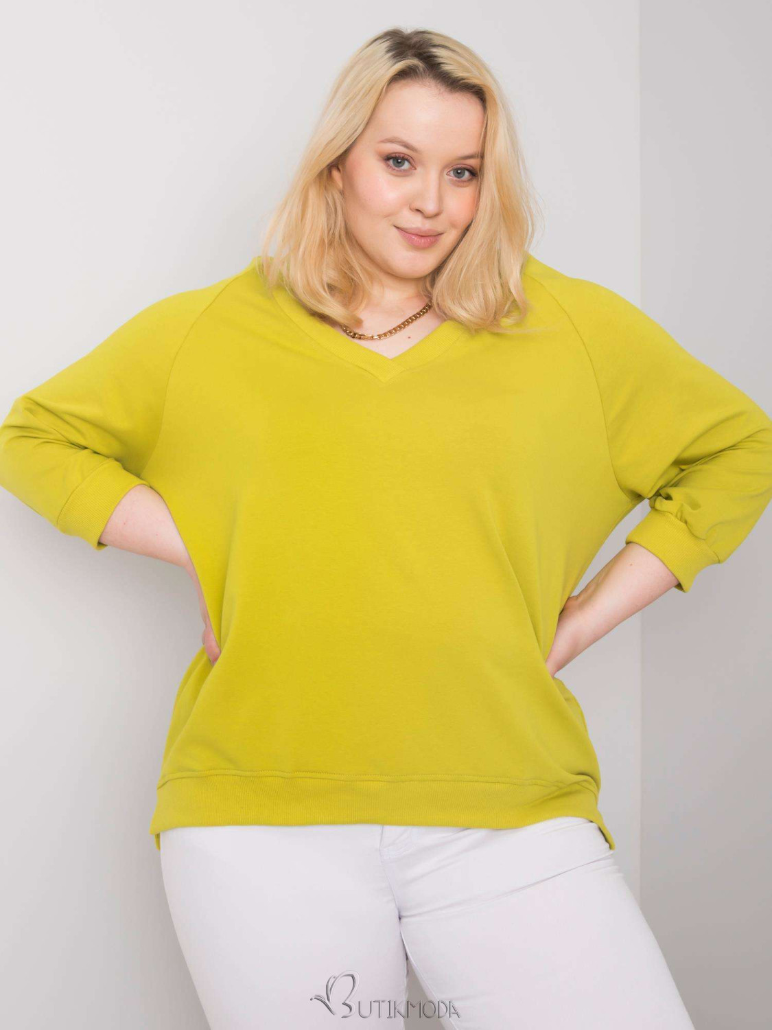 Light Green Plus Size Cotton Sweatshirt