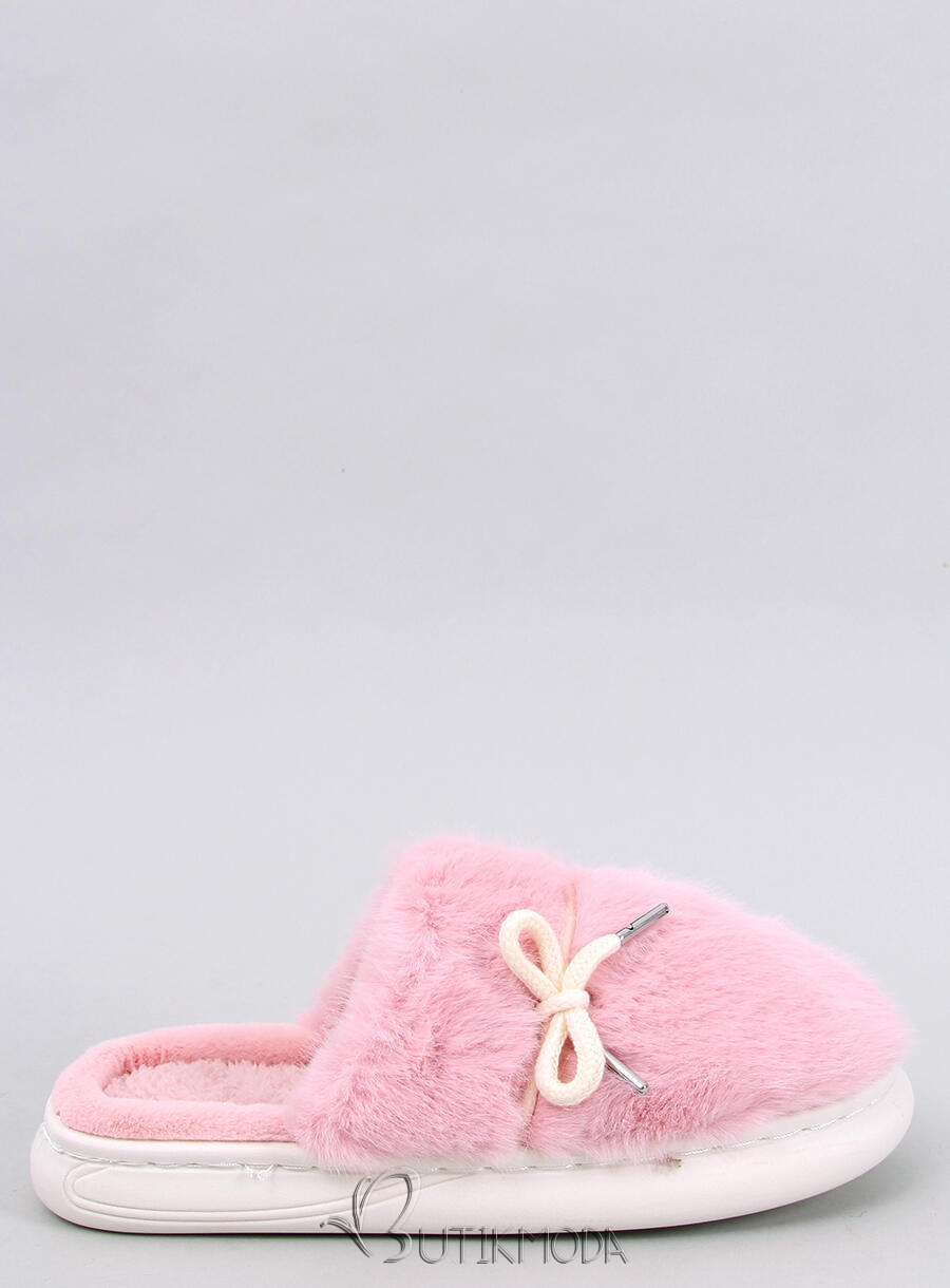 Pink fur slippers