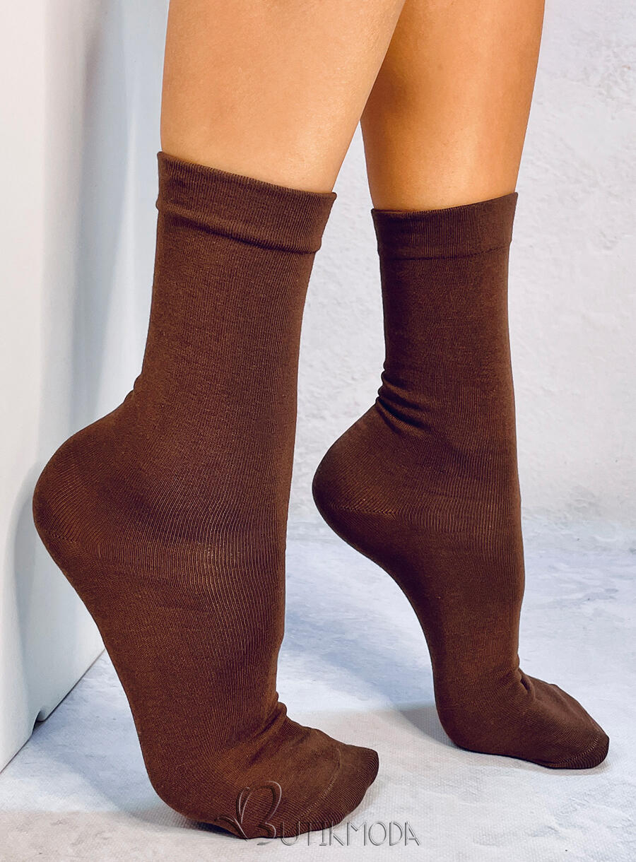 Smooth high chocolate brown women's socks