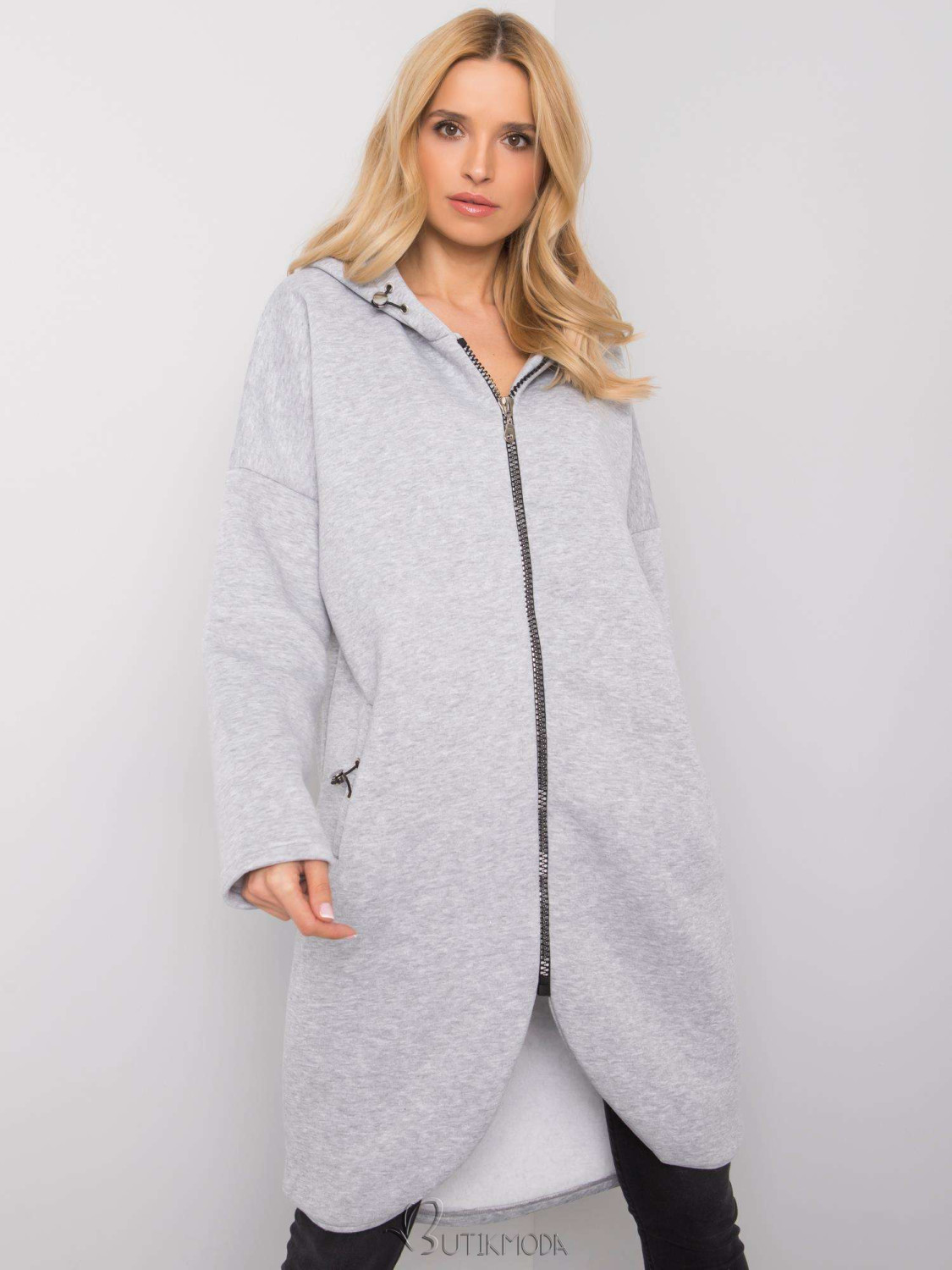 Long Gray Melange Hoodie RUE PARIS