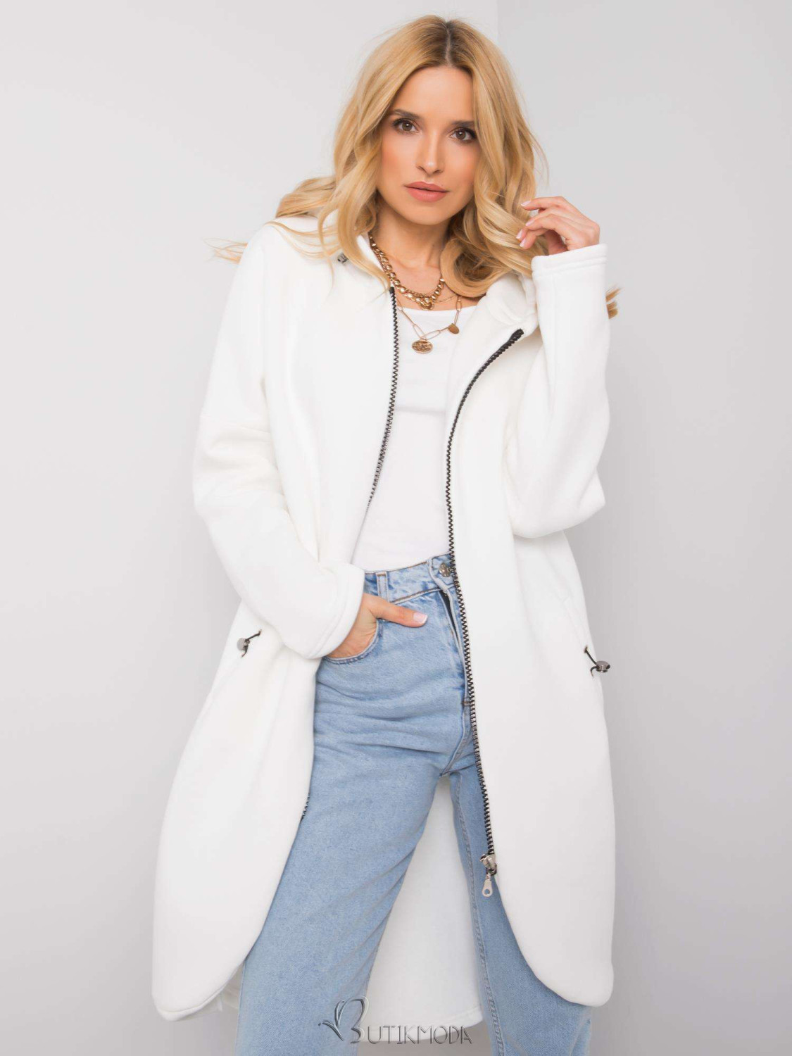 White Long Hoodie from RUE PARIS