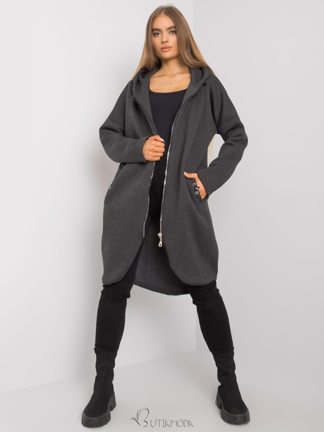 Long Gray Hoodie from RUE PARIS