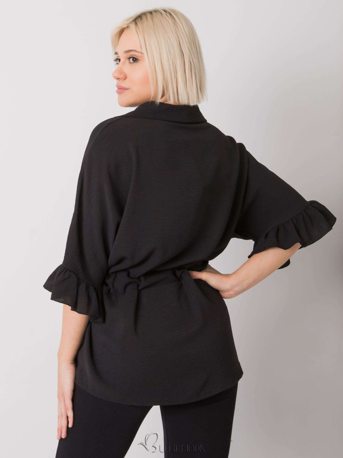 Elegant Black Blouse with Ruffles