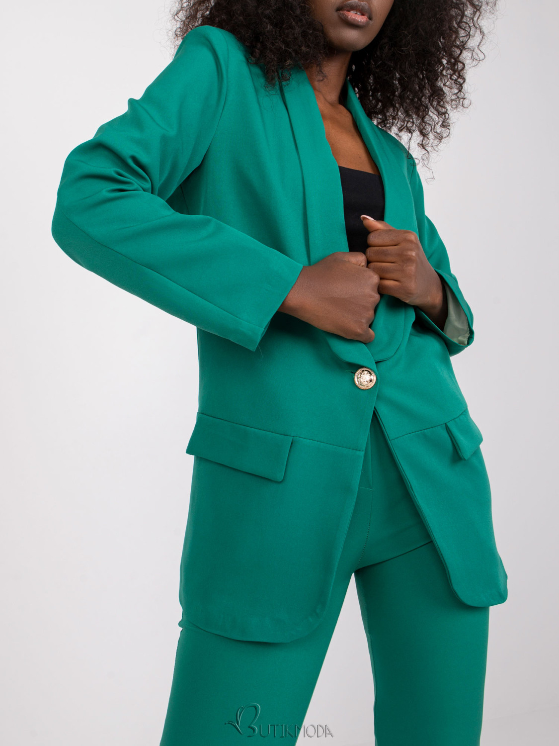 Elegant Green Blazer with Long Sleeves