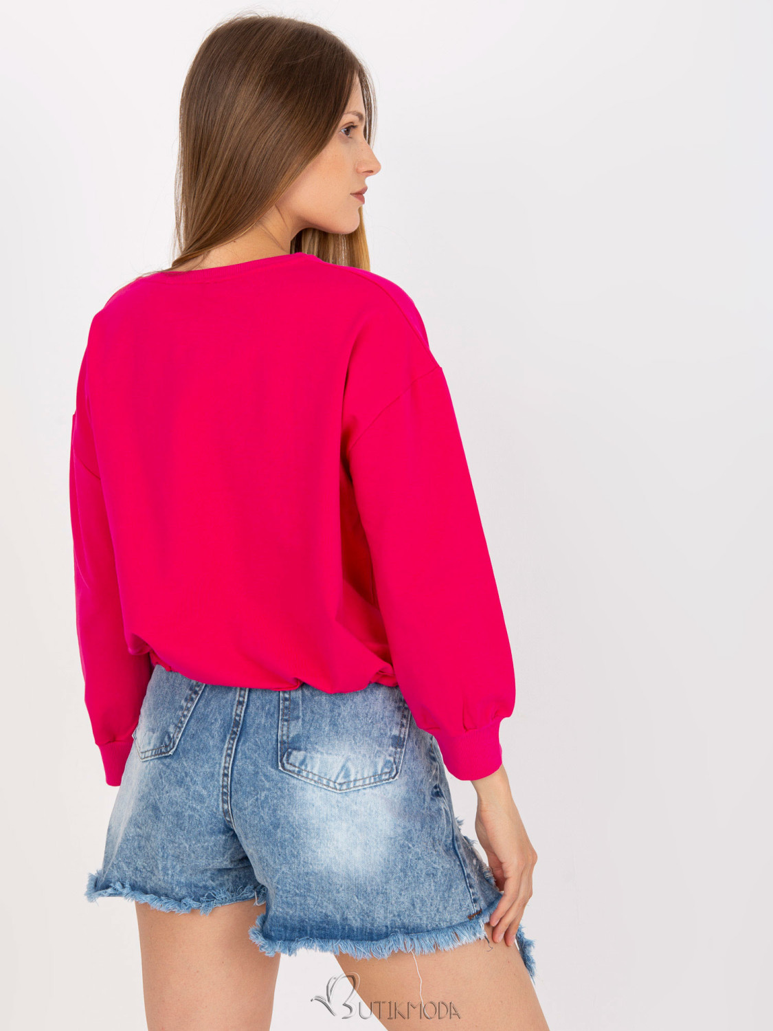 Fuchsia Hoodless Sweatshirt with Elastic RUE PARIS