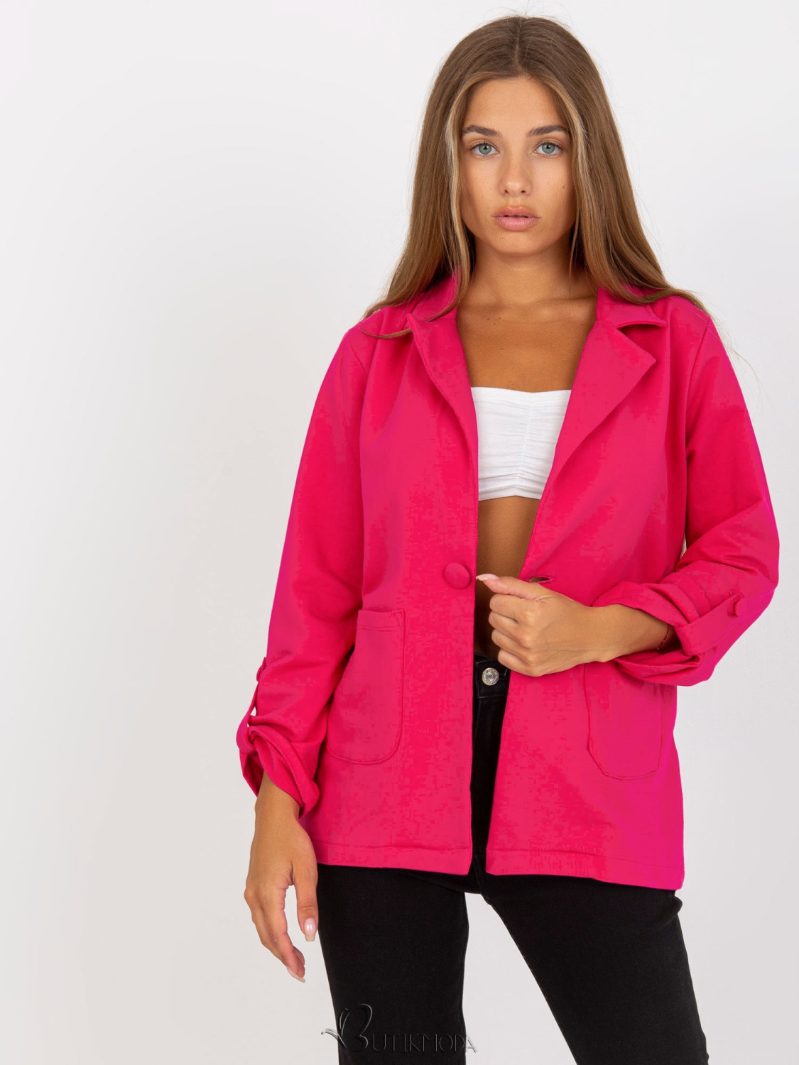 Fuchsia Casual Blazer with Pockets RUE PARIS