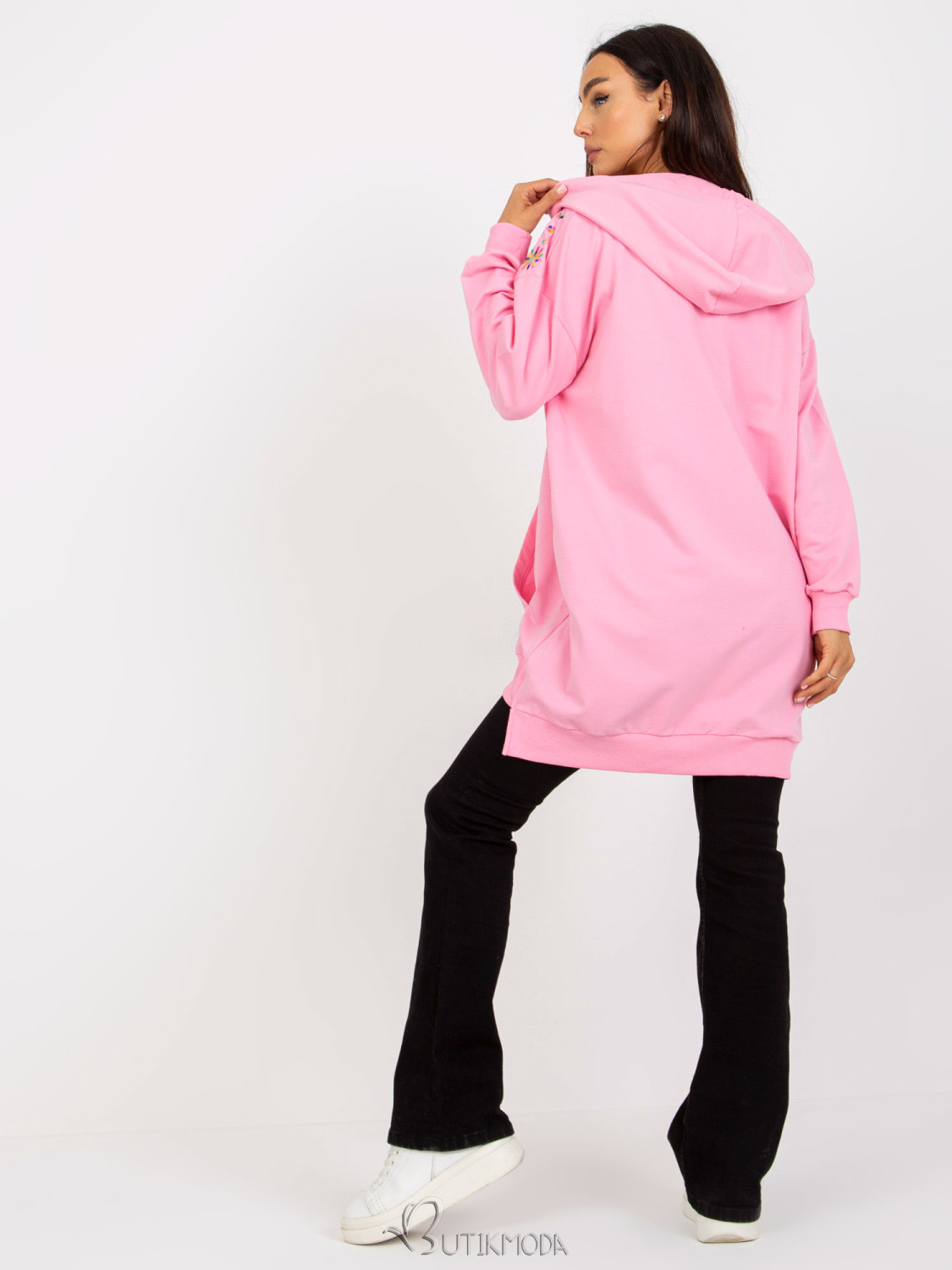 Pink Long Zip-Up Hoodie RUE PARIS