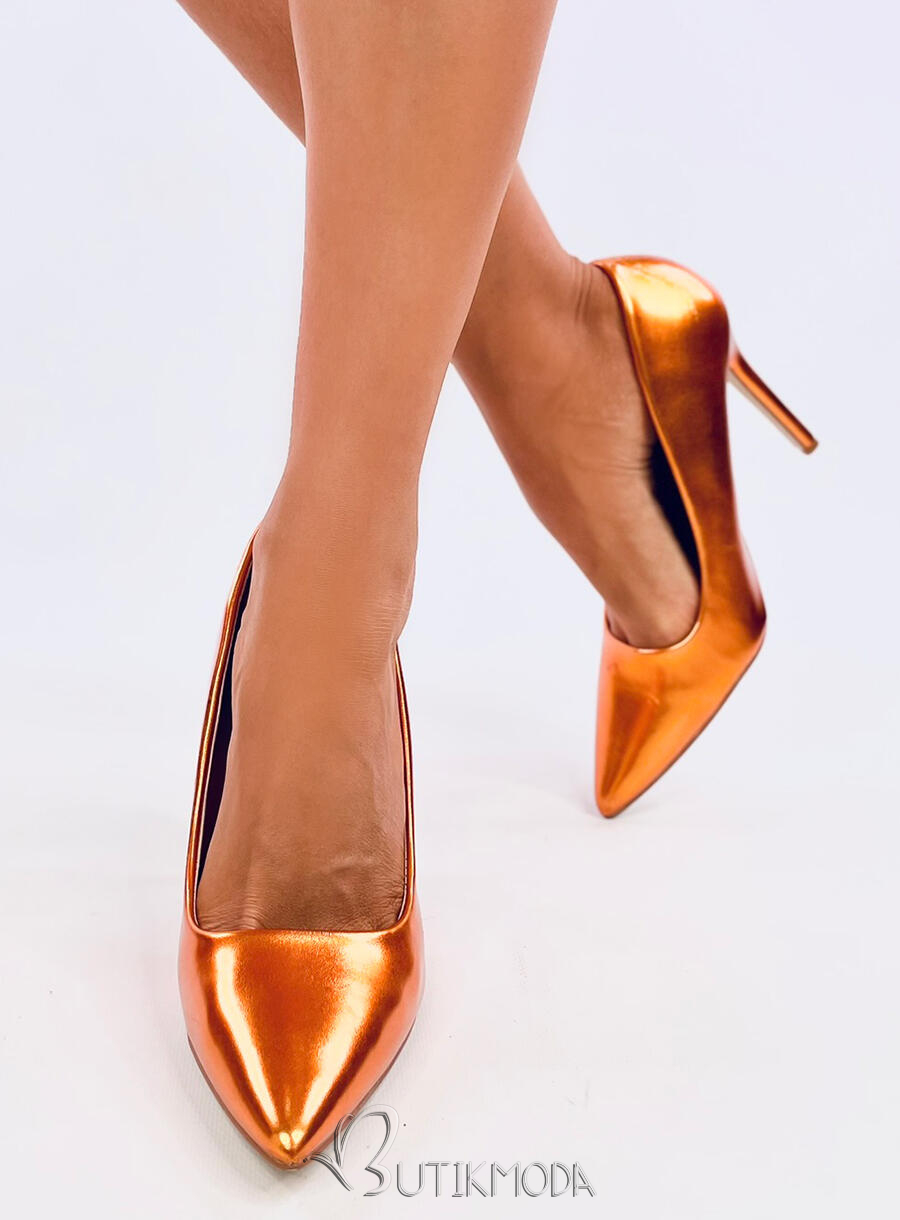 Orange pumps on a stiletto heel