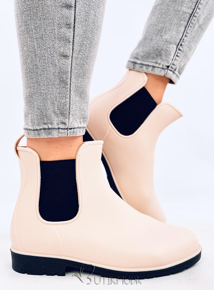 Women's light beige ankle boots