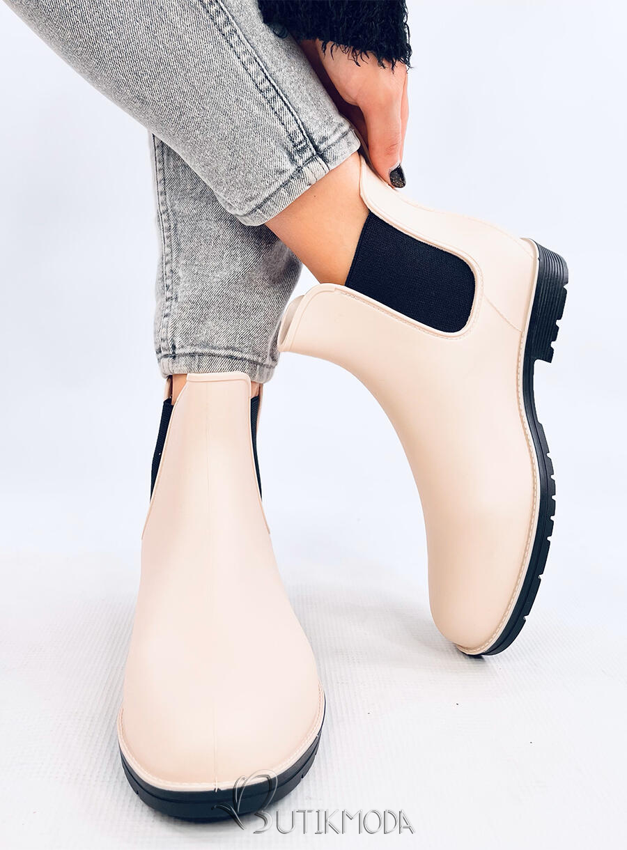 Women's light beige ankle boots