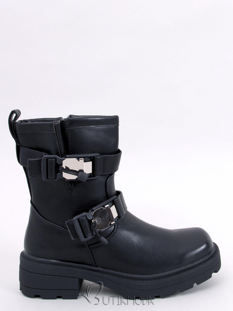 Black boots with buckles on a thick sole