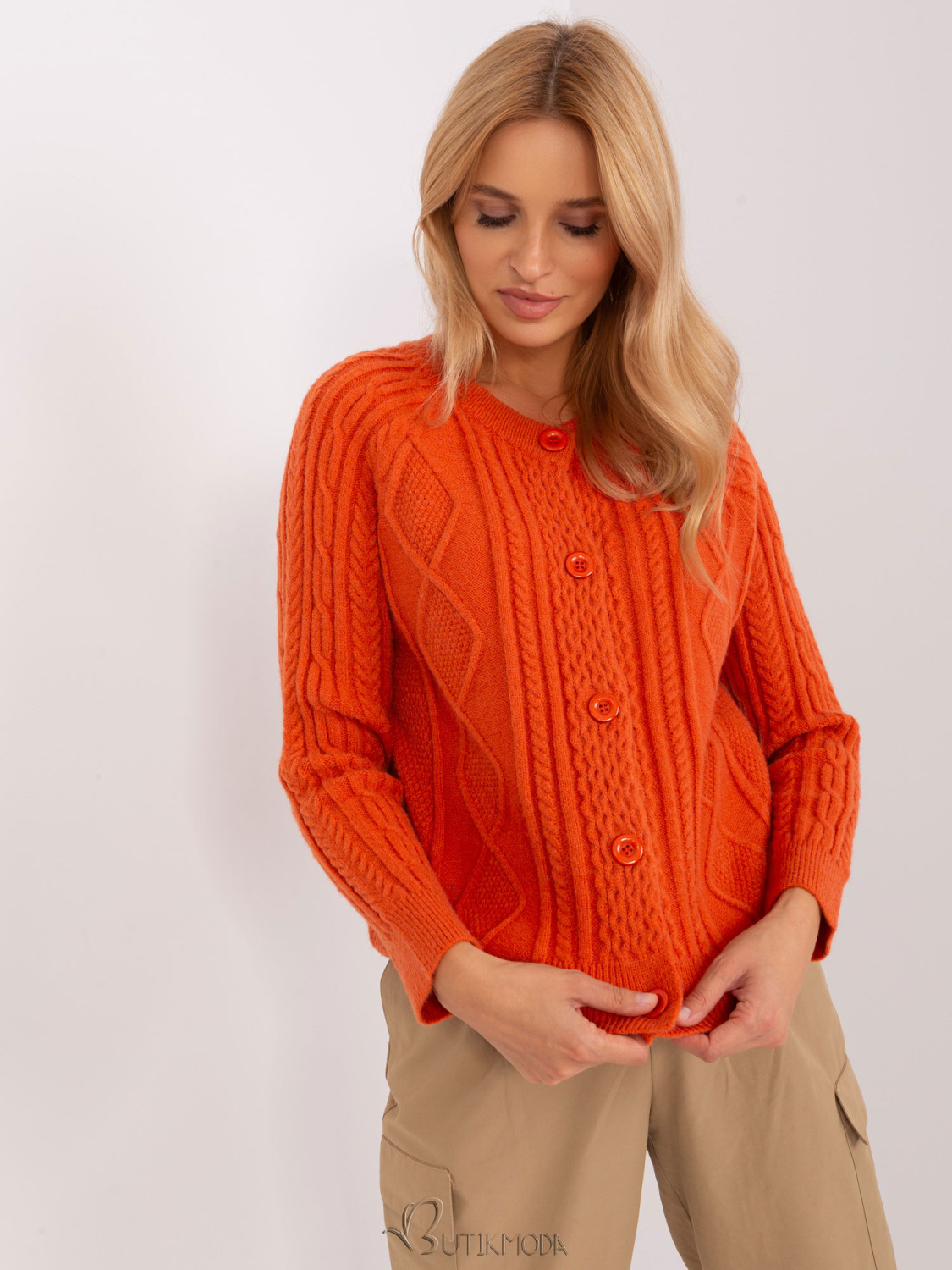 Orange Women's Button Sweater