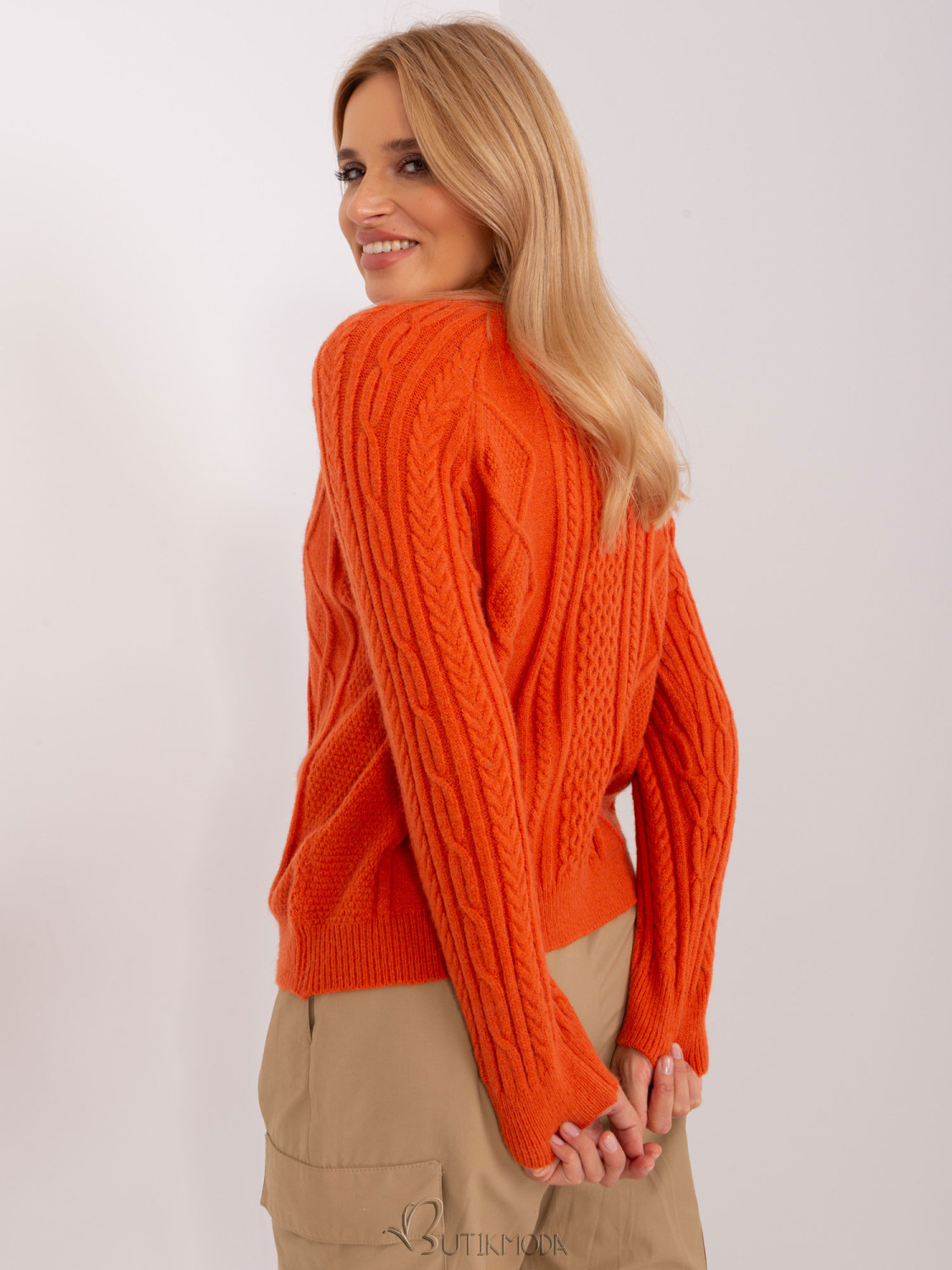 Orange Women's Button Sweater