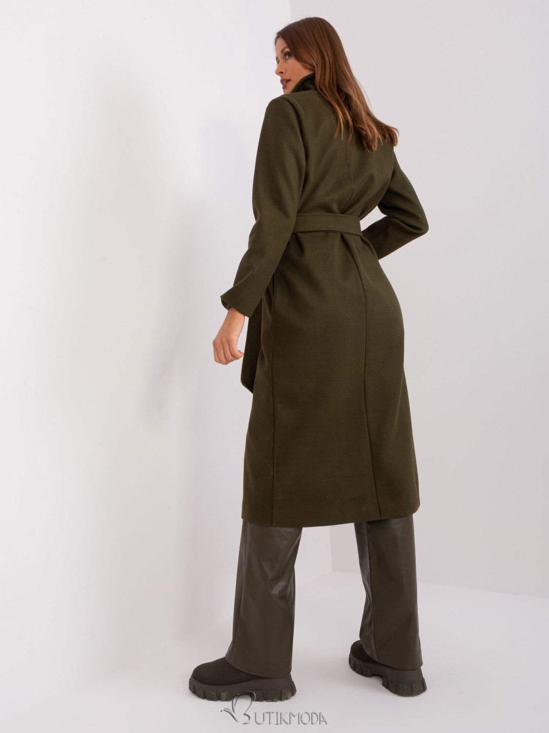 Khaki Long Coat with Belt OCH BELLA