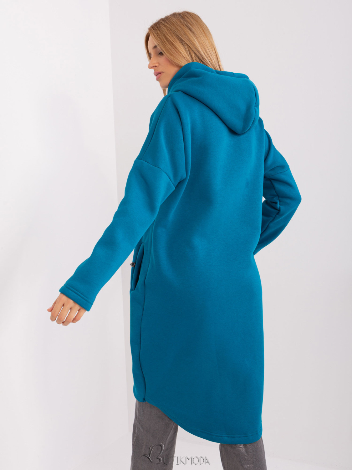 Long Blue Hoodie with Pockets Tina RUE PARIS