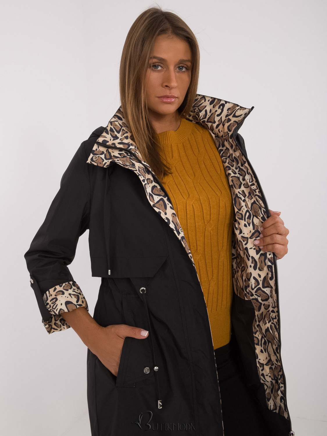 Women's Black Transitional Jacket with Hood