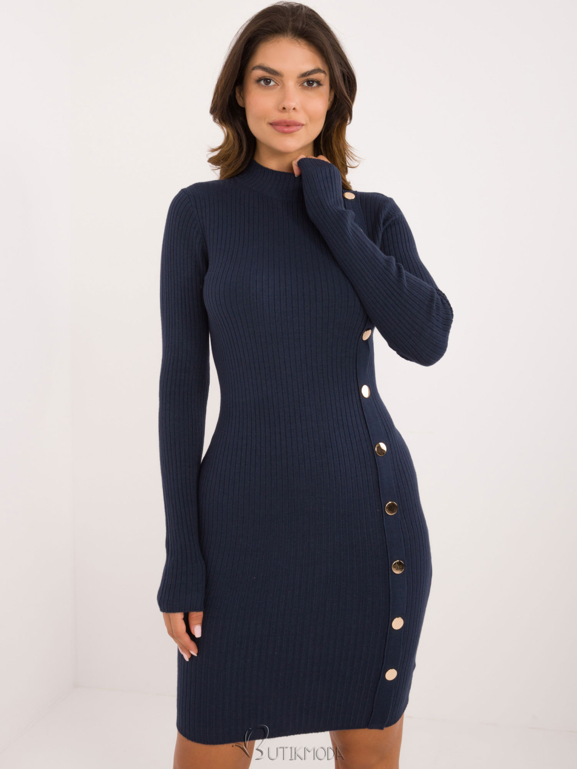 Elegant Blue Dress with Long Sleeves