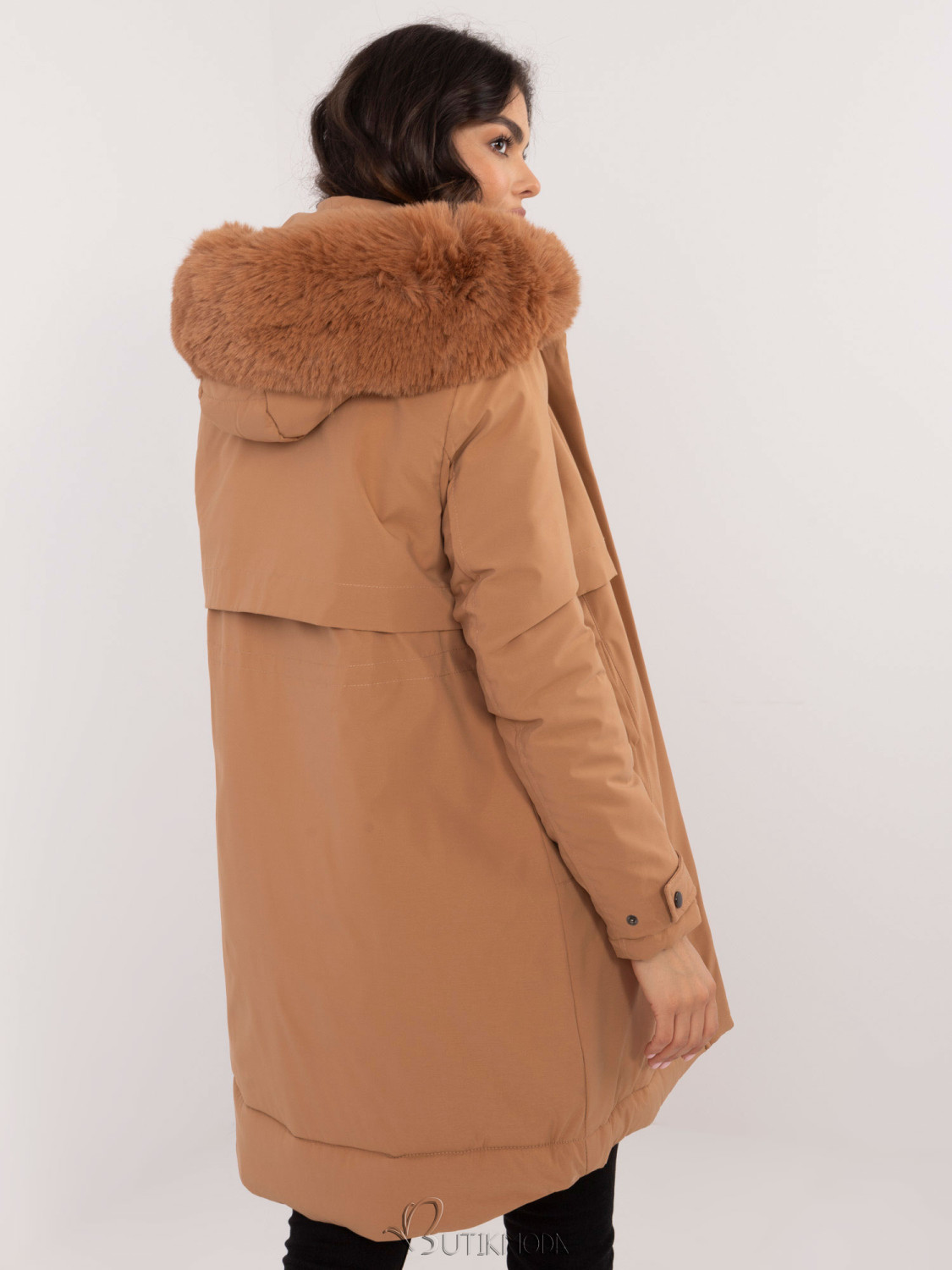 Comfortable Winter Jacket with Hood in Camel Color