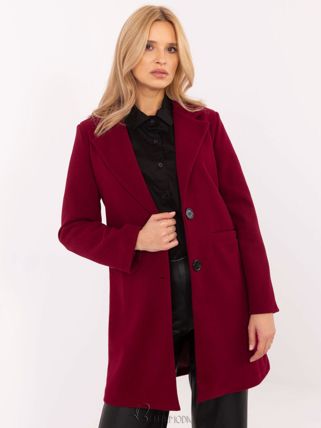 Elegant Transitional Coat in Burgundy