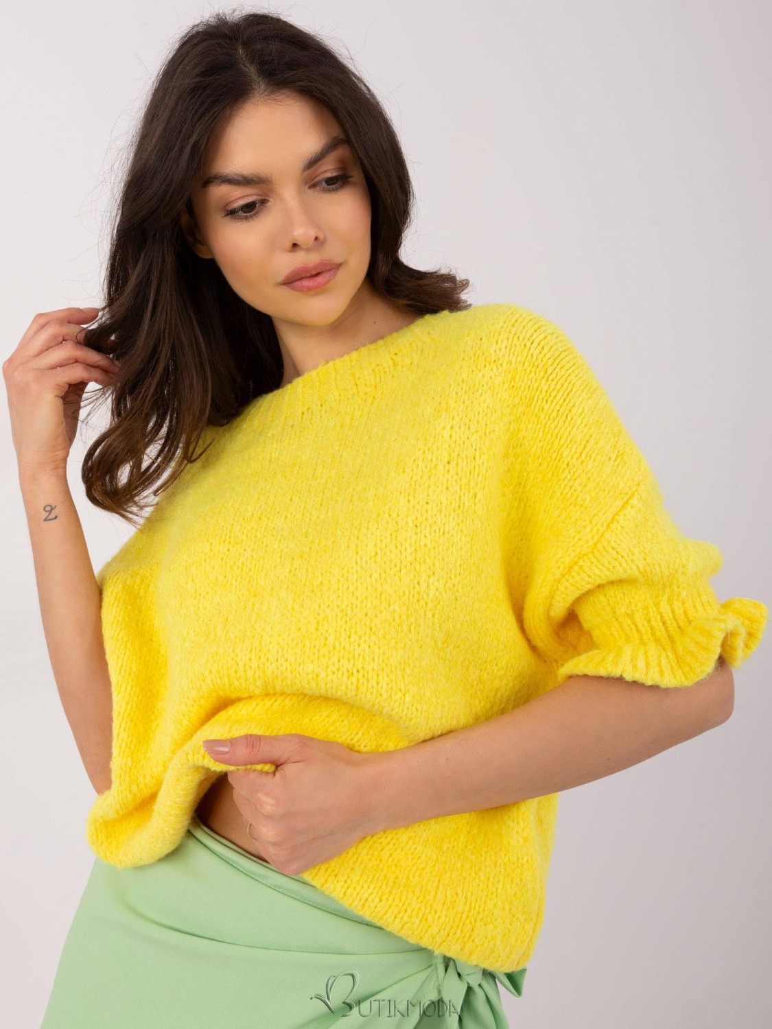 Yellow Sweater with 3/4 Sleeves