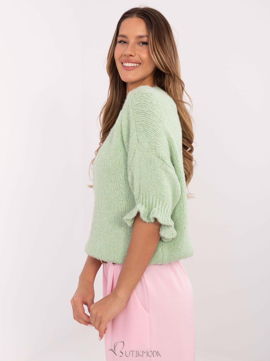 Pistachio Sweater with 3/4 Sleeves