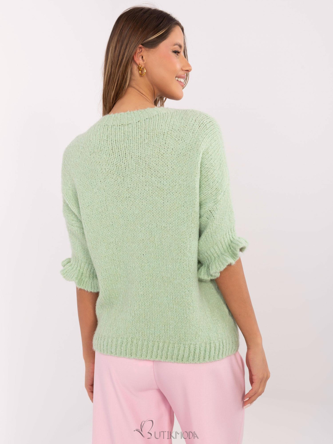 Pistachio Sweater with 3/4 Sleeves