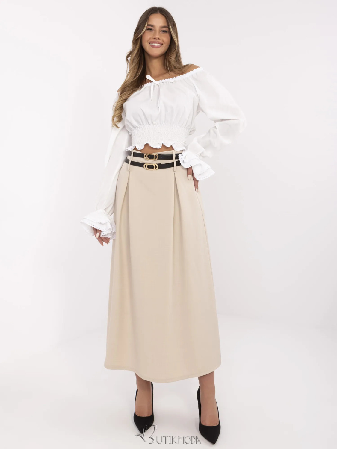 Elegant Beige Maxi Skirt