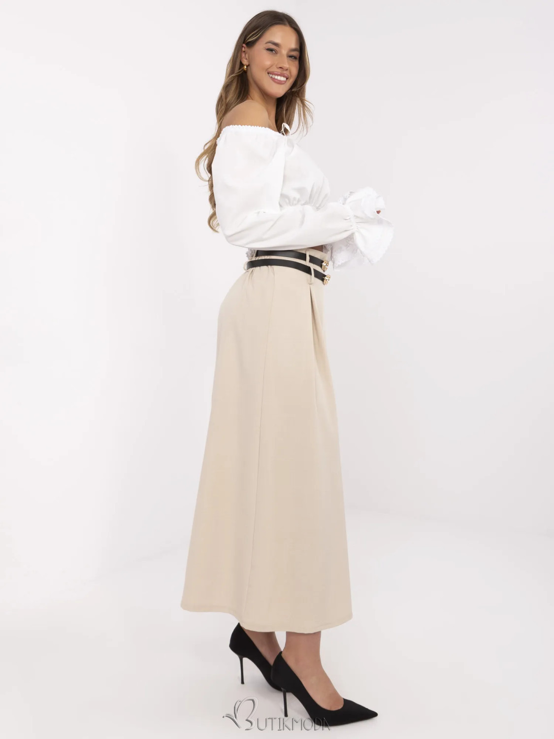 Elegant Beige Maxi Skirt