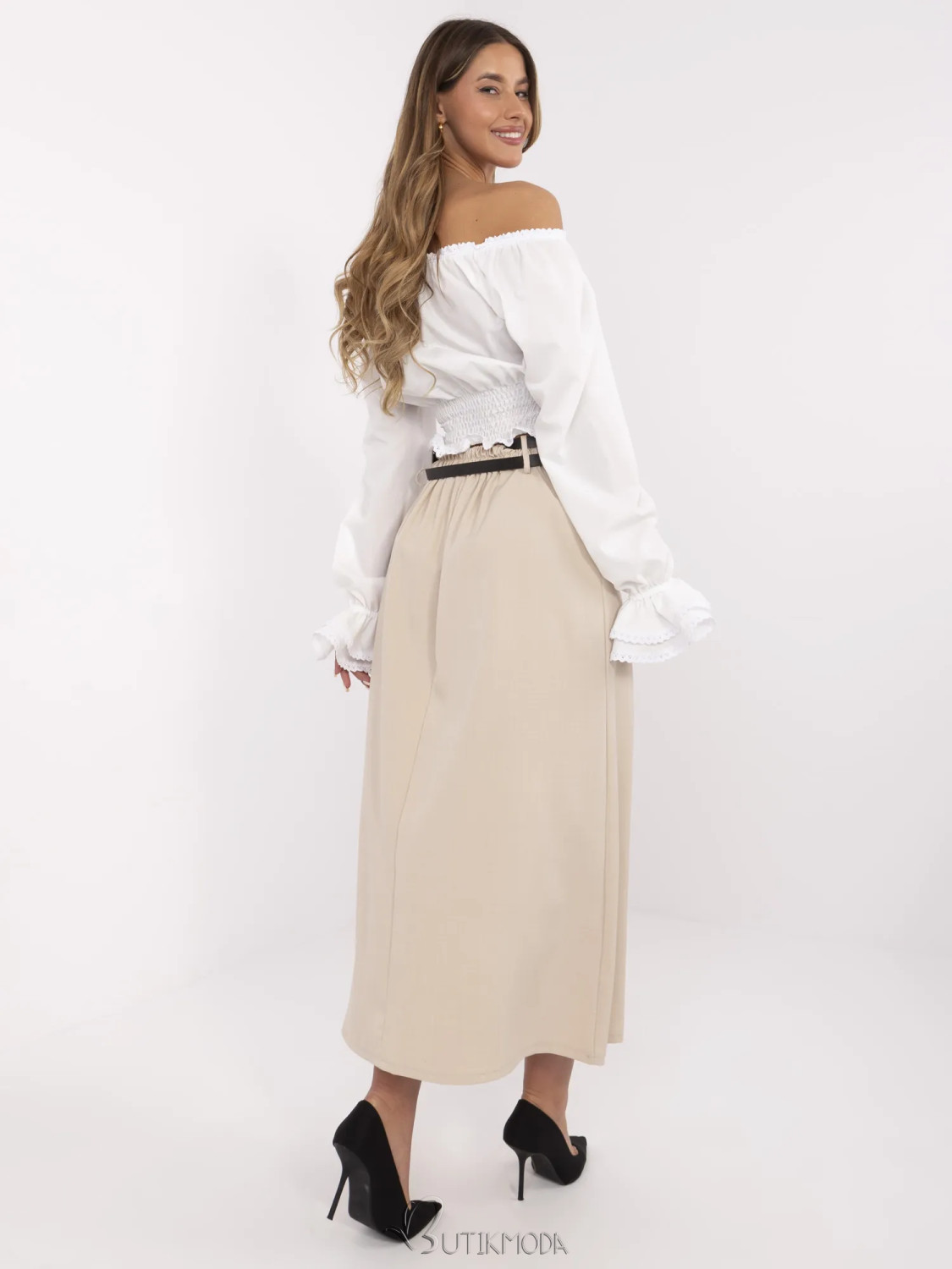 Elegant Beige Maxi Skirt