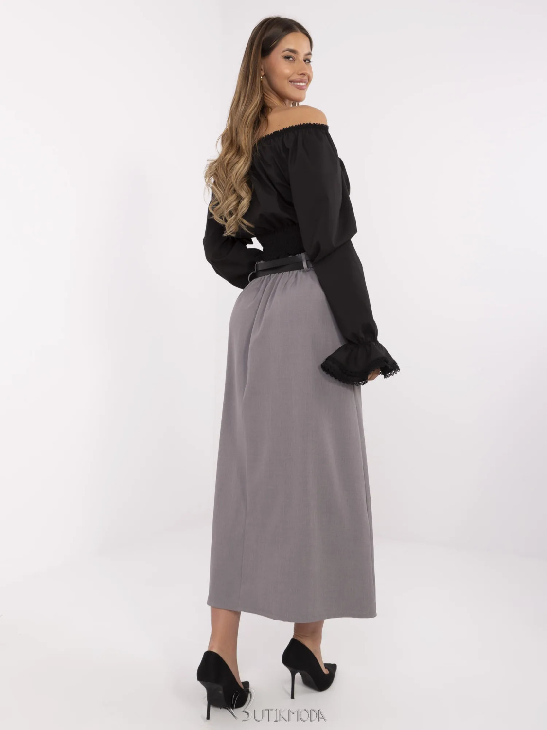 Elegant Grey Maxi Skirt