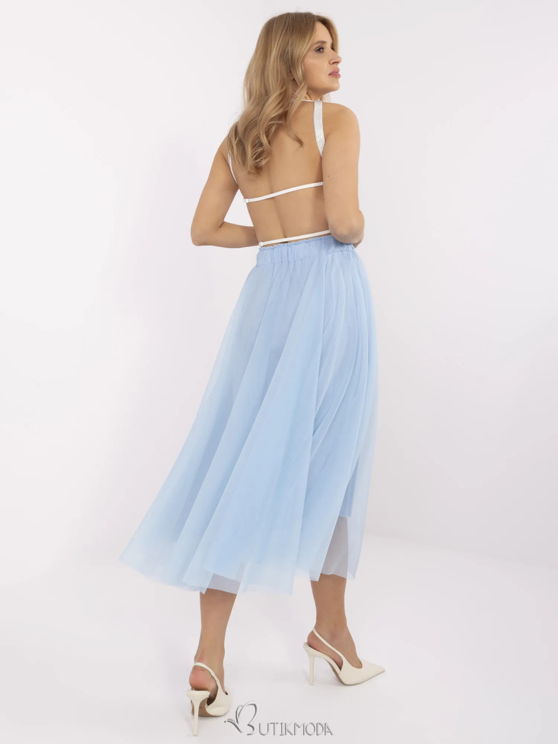 Light Blue Midi Tulle Skirt