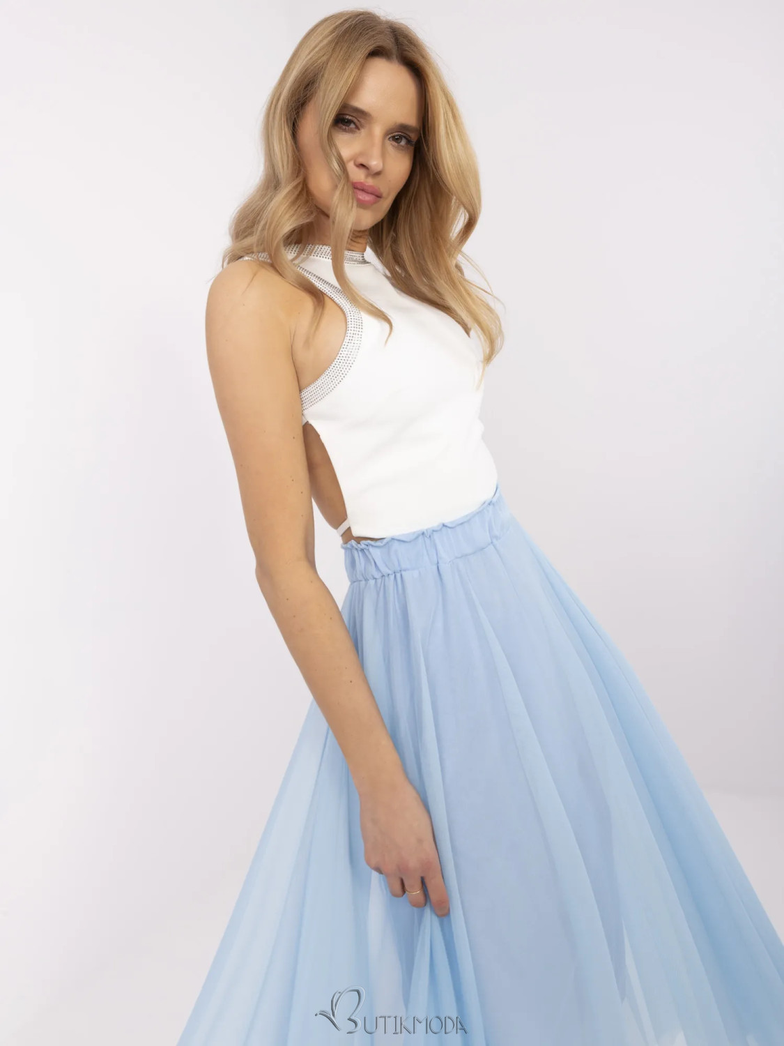 Light Blue Midi Tulle Skirt