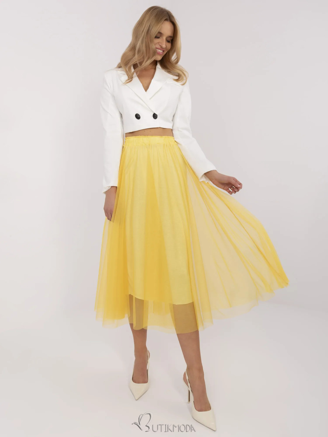 Yellow Midi Tulle Skirt