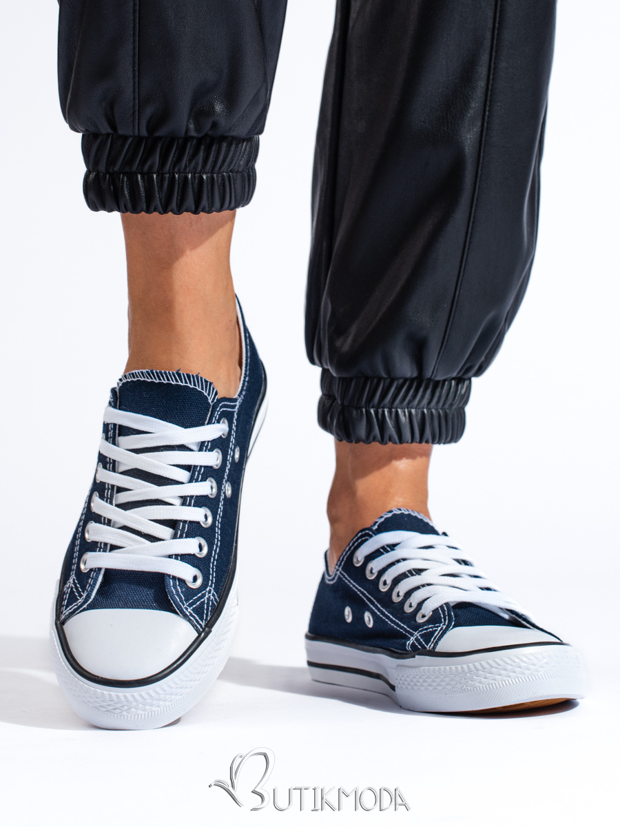 Dark blue women's canvas sneakers