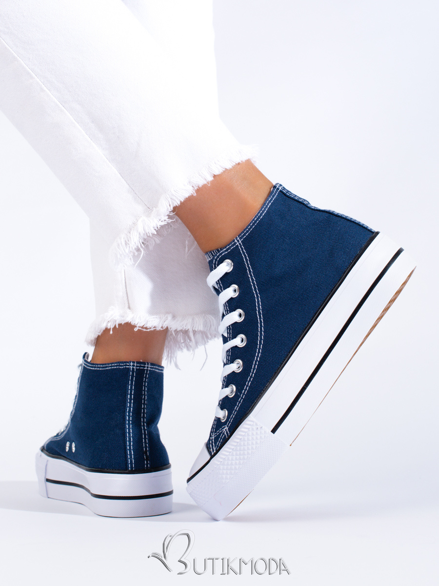 Women's High Platform Sneakers Shelovet in Blue