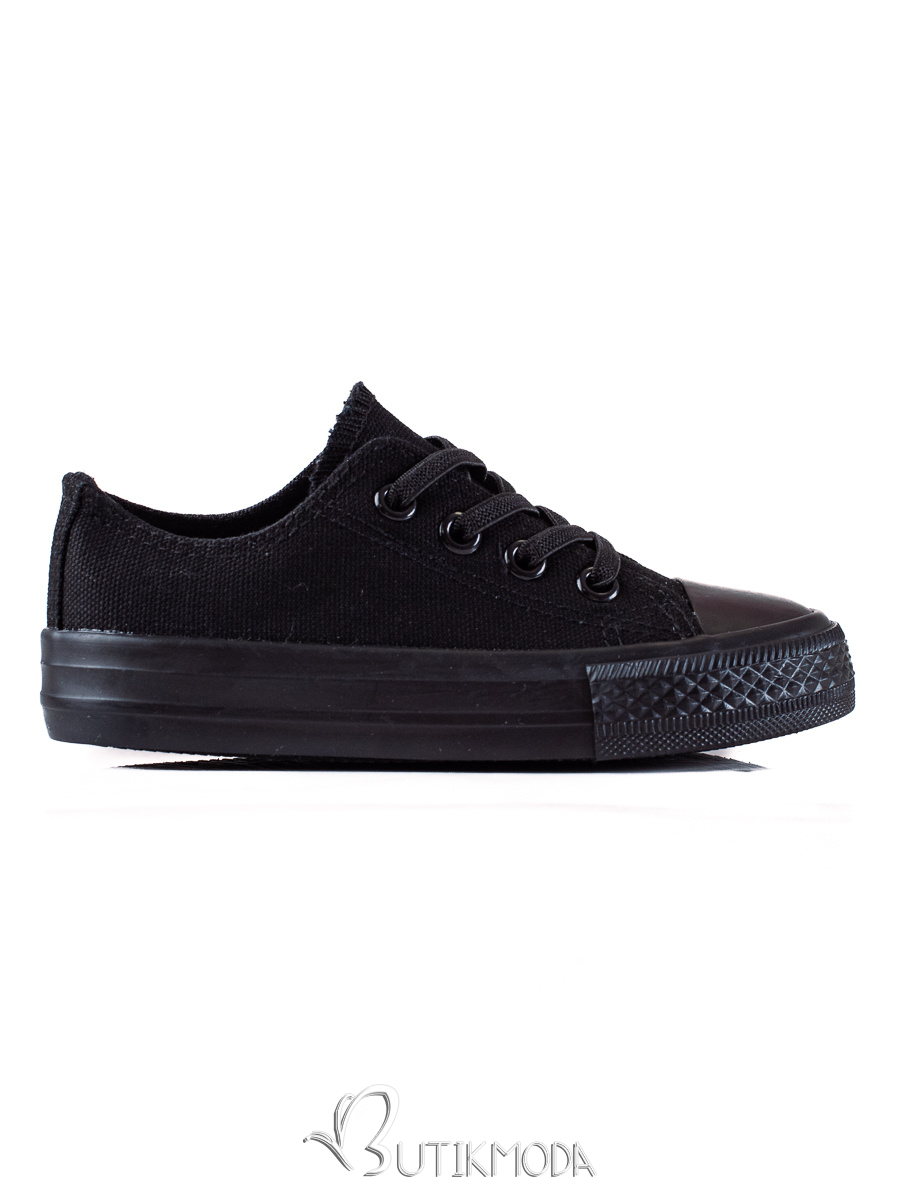 Black children's lace-up sneakers