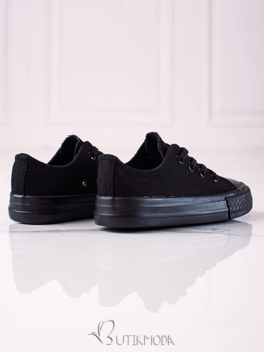 Black children's lace-up sneakers