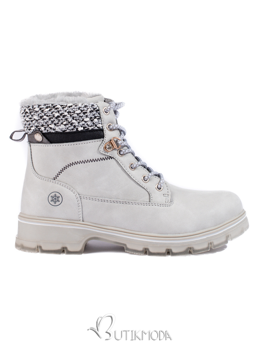 Grey insulated lace-up boots