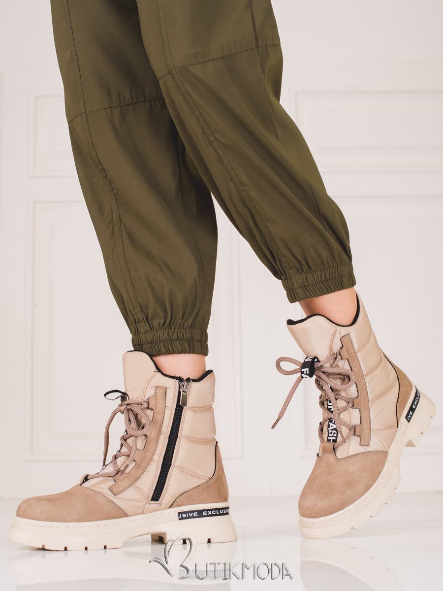 Beige lace-up sports snowshoes