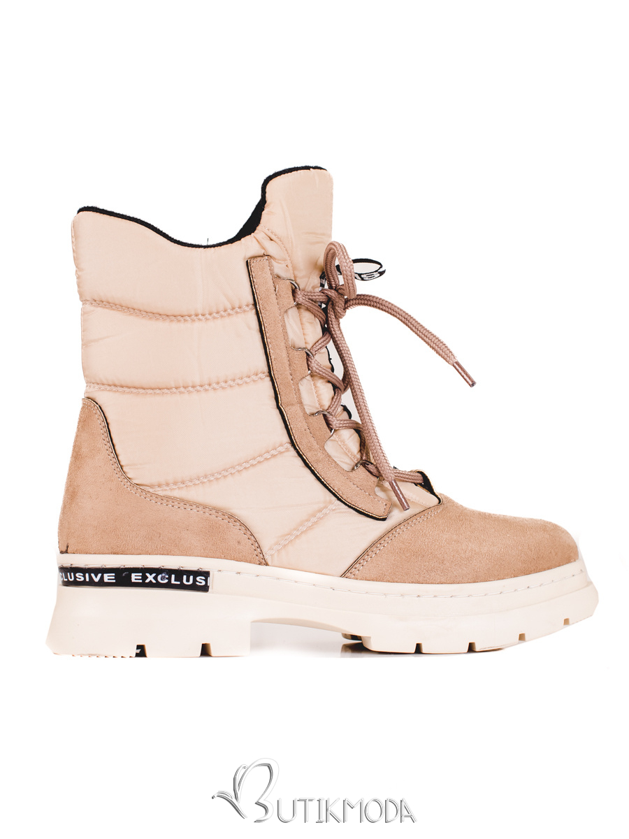 Beige lace-up sports snowshoes