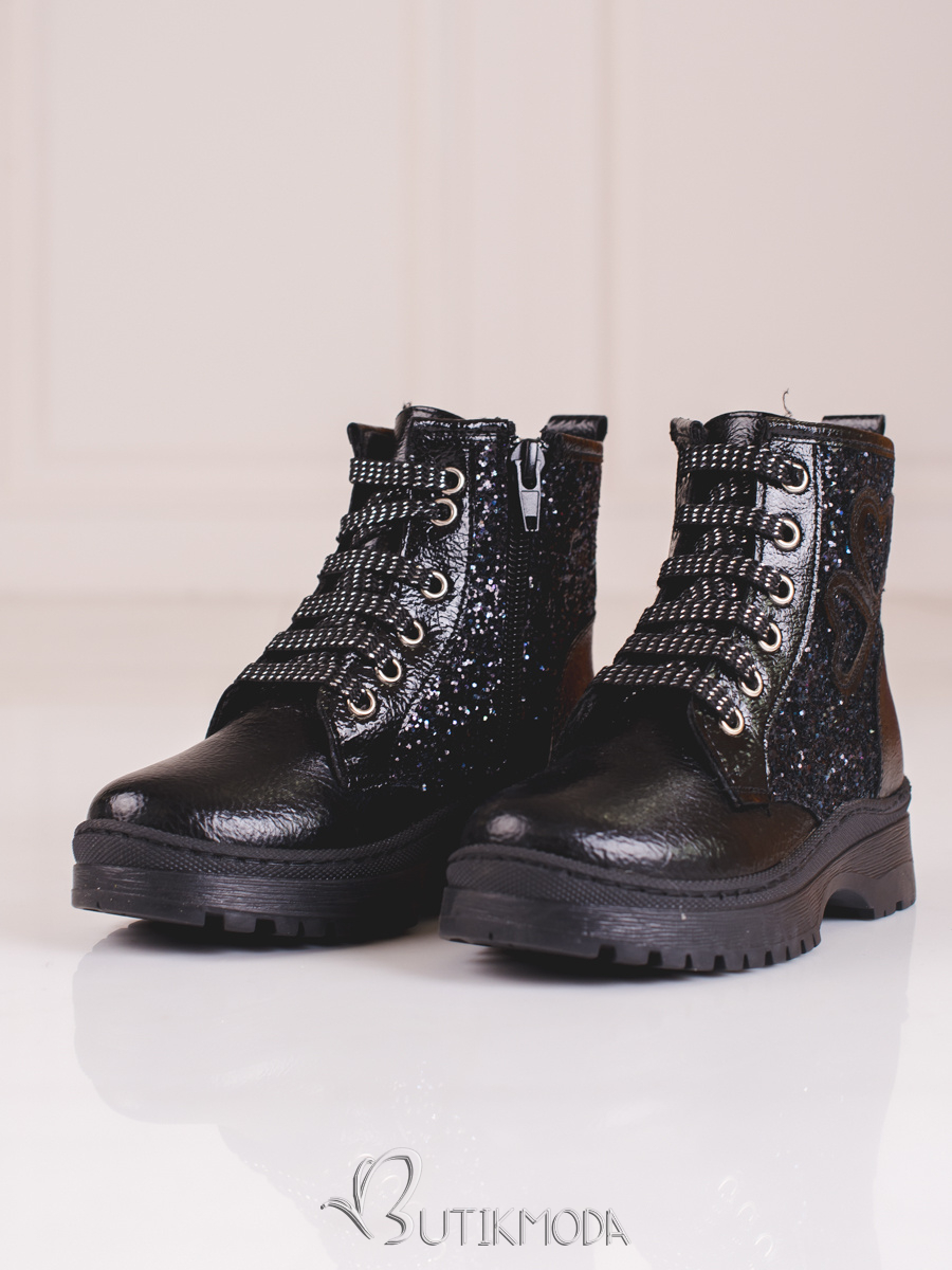 Black children's boots with sequins