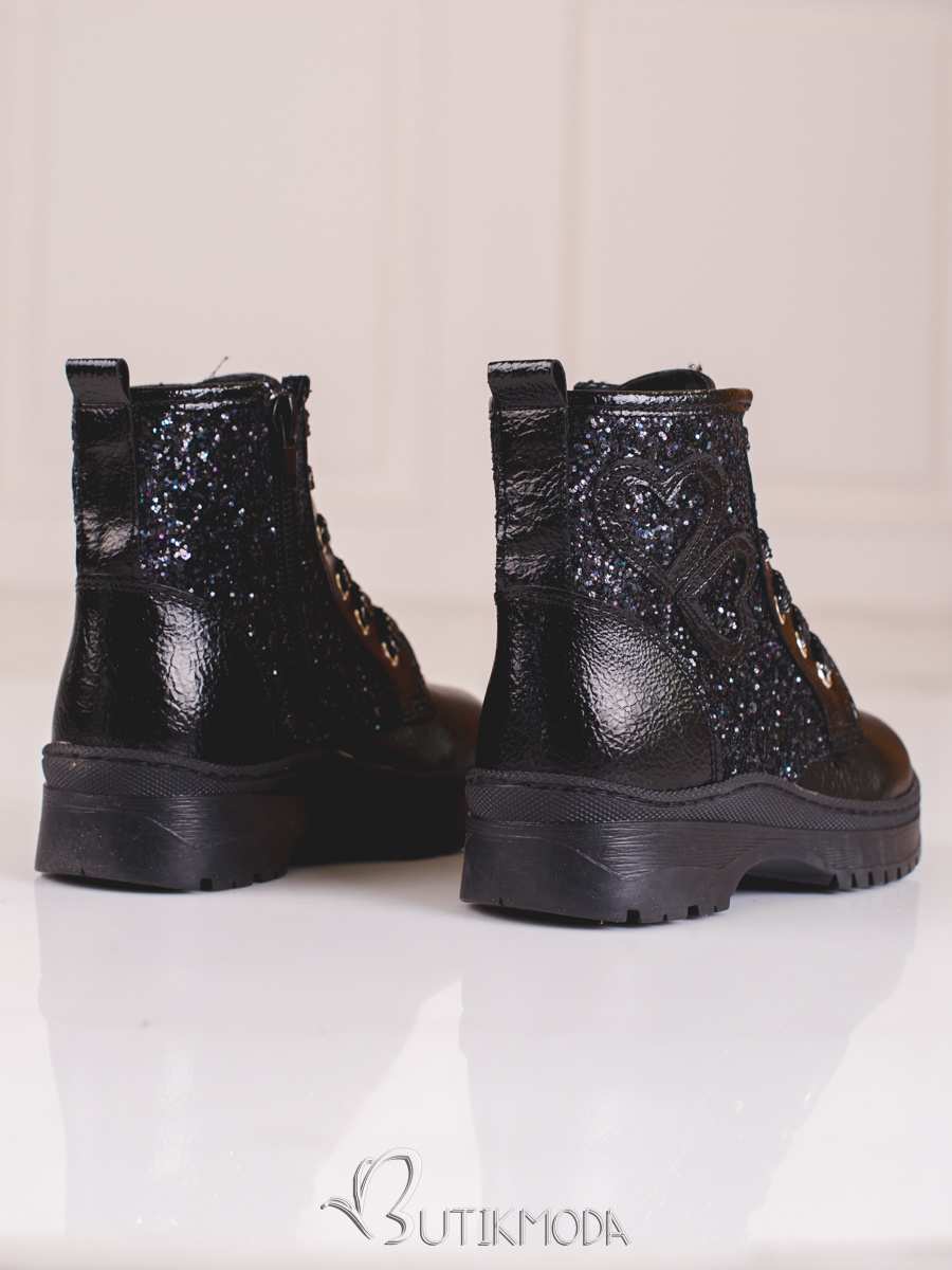 Black children's boots with sequins