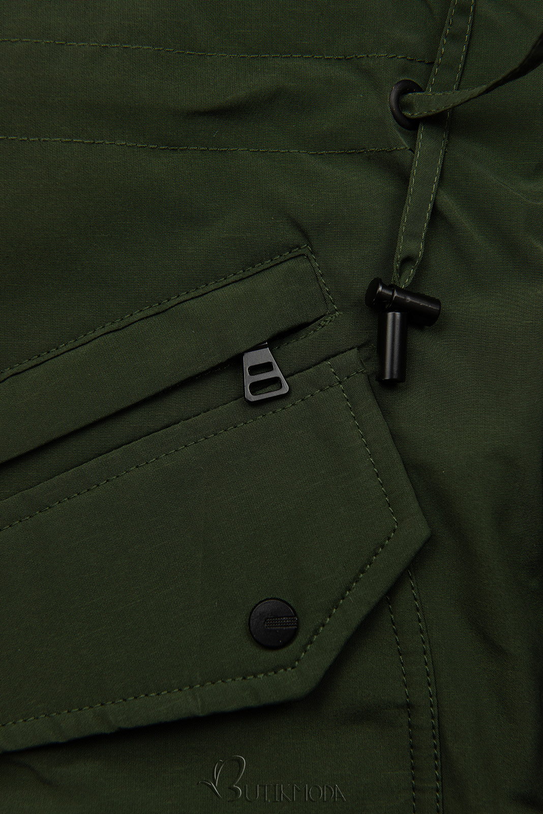 Khaki parka with ecru warm lining